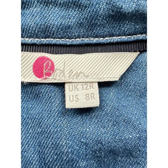 Boden Denim Shirt Dress Blue Cotton Long Sleeve Minimalist Preppy Size 8R Casual - Picture 4 of 14
